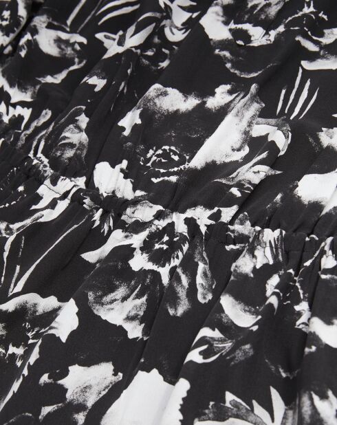 Robe courte 100% Soie imprimée noire