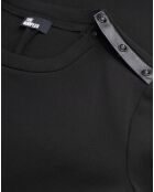 Robe courte en crêpe avec détails en Cuir noire