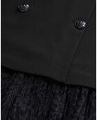 Robe courte effet tailleur en crêpe et dentelle noire