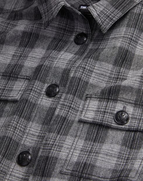 Robe chemise courte en Laine mélangée à carreaux grise