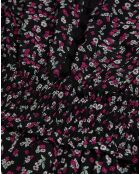 Robe courte imprimée avec smocks noire