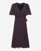 Robe portefeuille longue imprimée noire