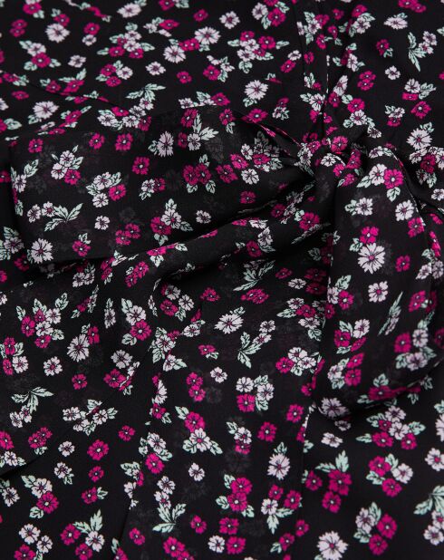 Robe portefeuille longue imprimée noire