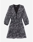 Robe courte imprimée avec smocks noire