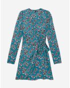 Robe portefeuille courte imprimé bleue