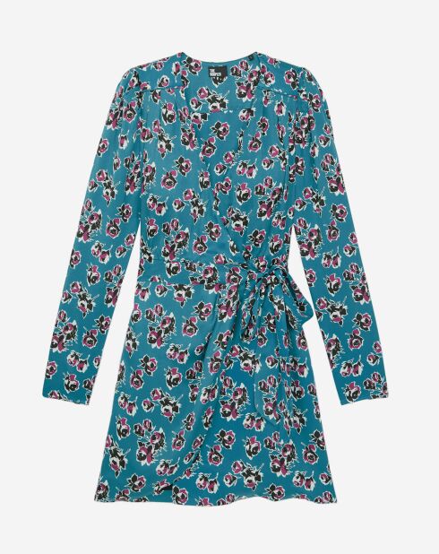 Robe portefeuille courte imprimé bleue