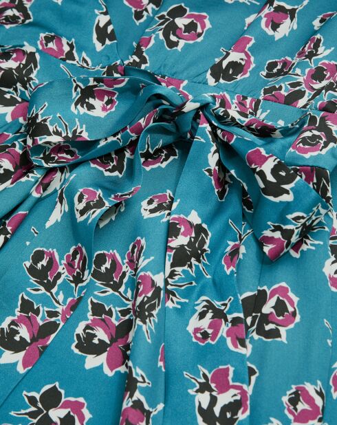 Robe portefeuille courte imprimé bleue