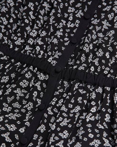 Robe longue imprimée avec boutonnage noire