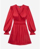 Robe courte à fronces bordeaux