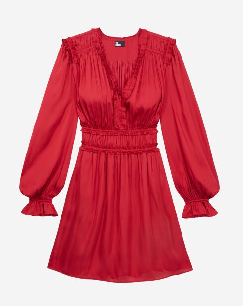 Robe courte à fronces bordeaux