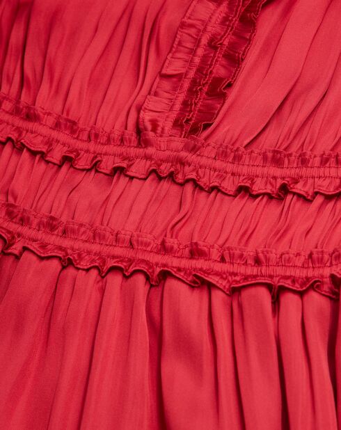 Robe courte à fronces bordeaux