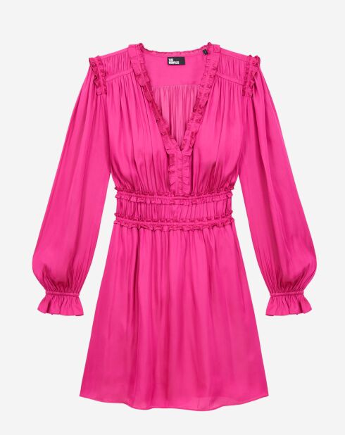 Robe courte avec franges rose