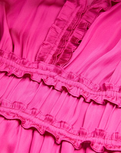 Robe courte avec franges rose
