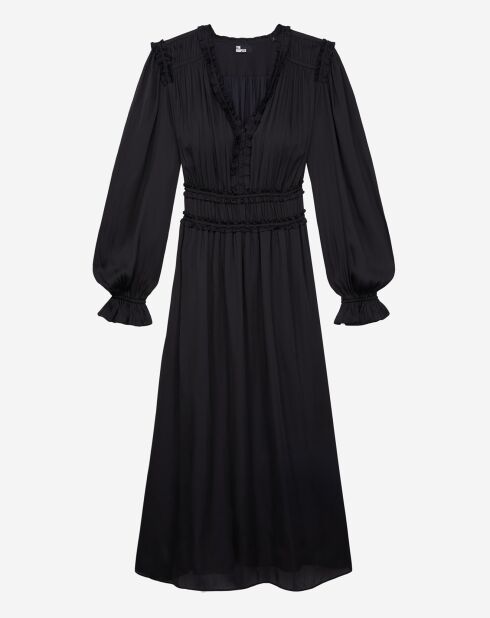 Robe longue à fronces noire