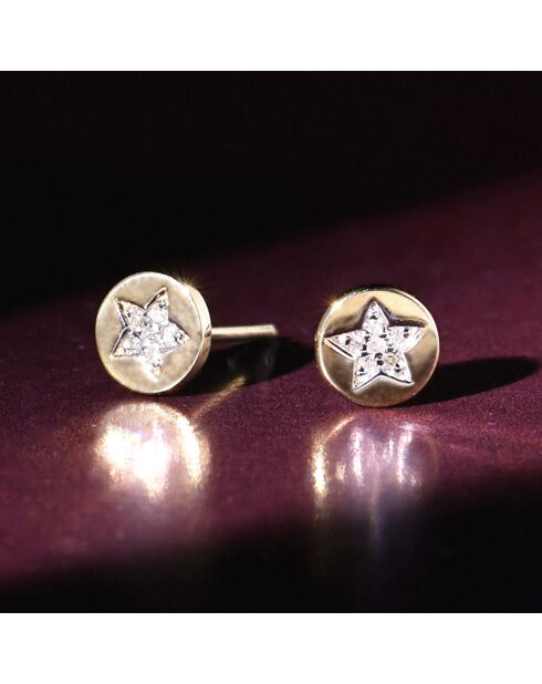 Boucles d'oreilles Diamants 0.03 ct or jaune