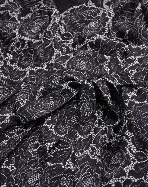 Robe portefeuille courte imprimé noire