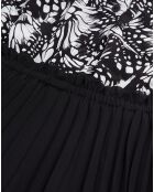 Robe courte plissée imprimée noire