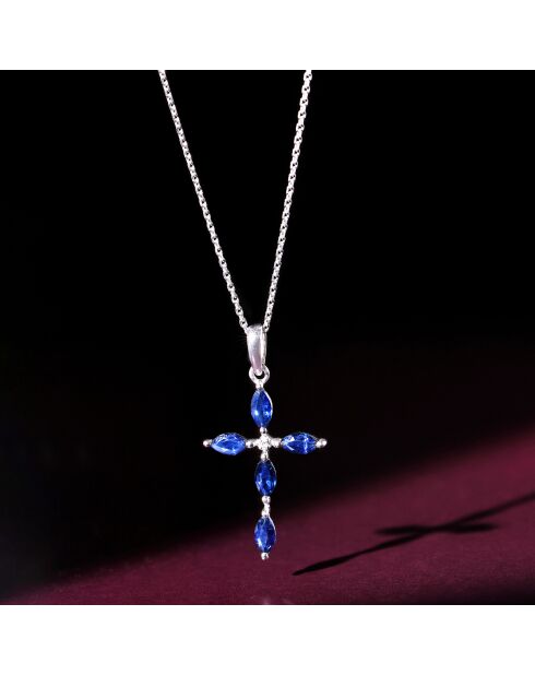 Pendentif Antonelle Diamant 0.003 ct & Saphirs 0.96 ct or blanc