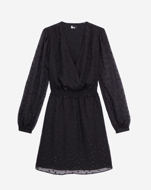 Robe courte à pois en lurex noire