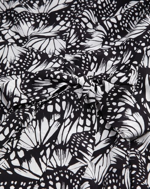 Robe portefeuille courte imprimé noire