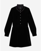 Robe courte en velours avec boutons bijoux noire