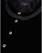 Robe courte en velours avec boutons bijoux noire