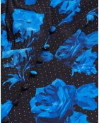 Robe longue 100% Soie imprimée avec boutonnage noire