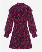 Robe courte imprimée à volants rose
