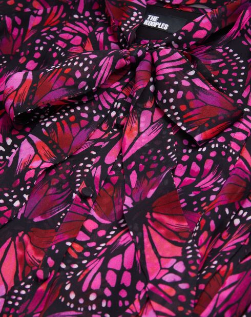 Robe courte imprimée à volants rose