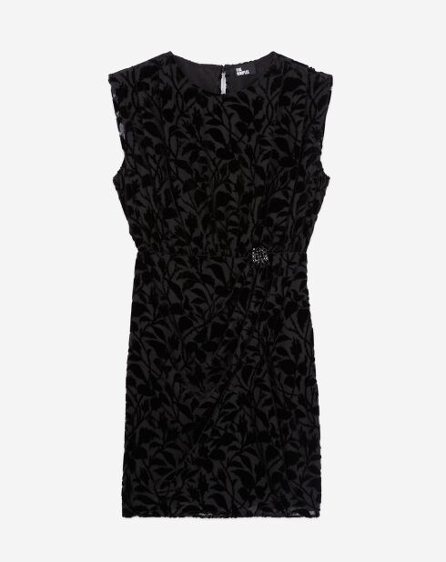Robe courte en velours dévoré noire