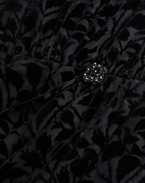 Robe courte en velours dévoré noire