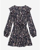 Robe courte imprimée à volants noire
