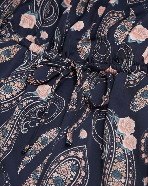 Robe courte imprimée à volants noire