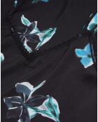Robe nuisette longue imprimée avec détails en dentelle noire