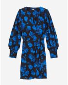 Robe portefeuille 100% Soie courte imprimée noire