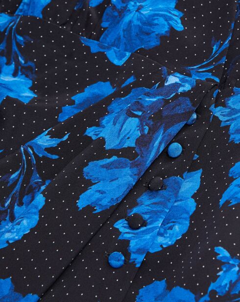 Robe portefeuille 100% Soie courte imprimée noire
