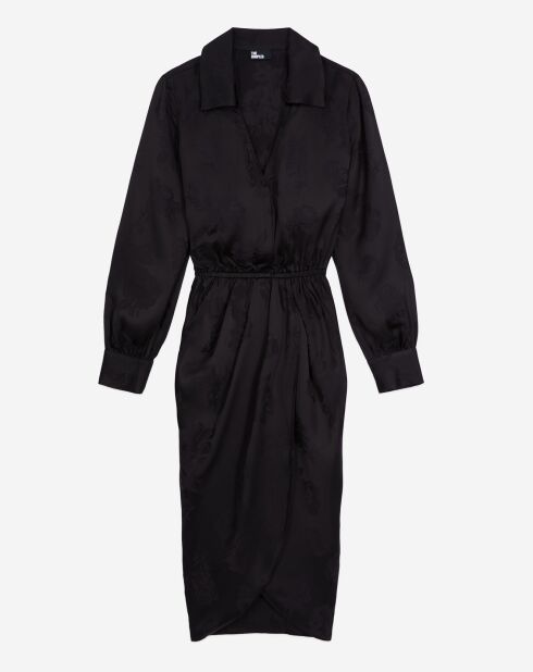 Robe mi-longue à fleurs noire