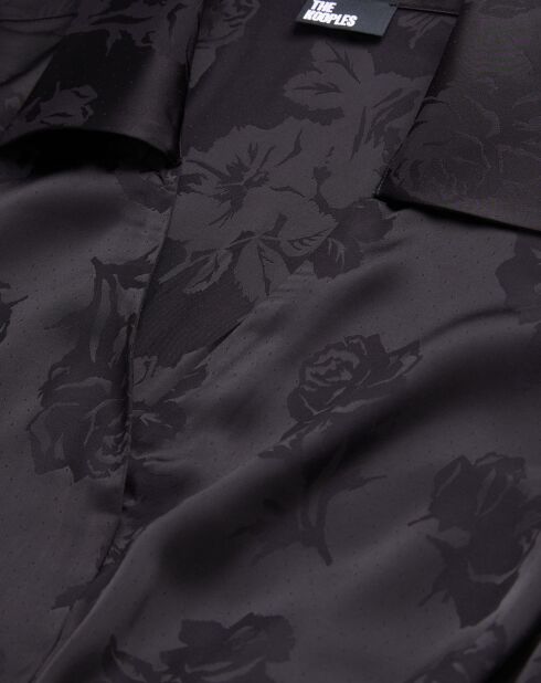 Robe mi-longue à fleurs noire