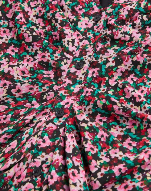 Robe imprimée courte avec fronces multicolore