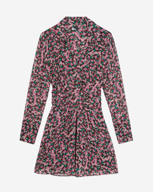 Robe courte imprimée avec drapé multicolore