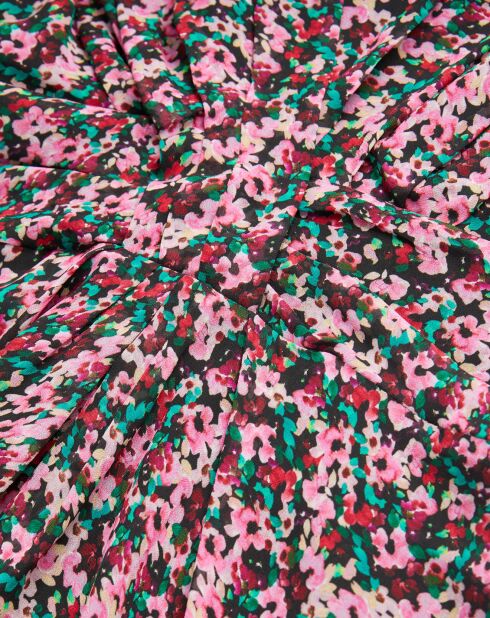 Robe courte imprimée avec drapé multicolore