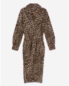 Robe mi-longue 100% Soie imprimée léopard