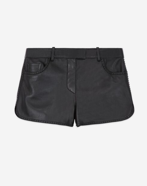 Short en Cuir à clous noir