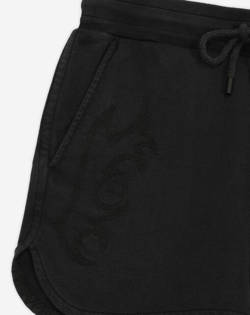 Short molletonné avec broderies Western noir