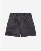 Short en Cuir avec clous noir