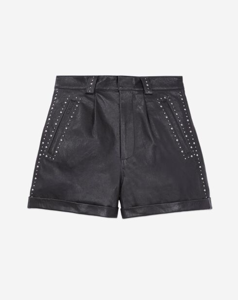 Short en Cuir avec clous noir