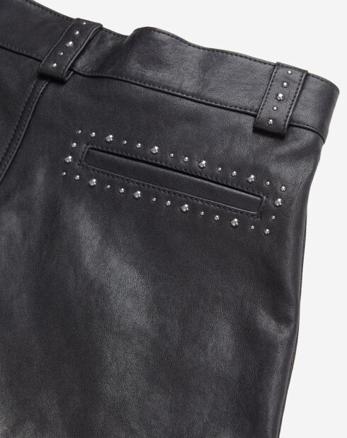 Short en Cuir avec clous noir