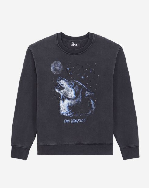Sweat avec sérigraphie Wolf noir
