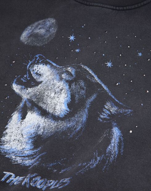 Sweat avec sérigraphie Wolf noir
