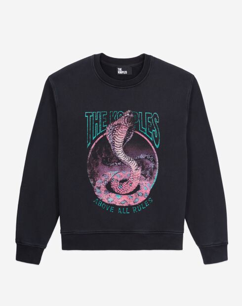 Sweat avec sérigraphie Cobra noir